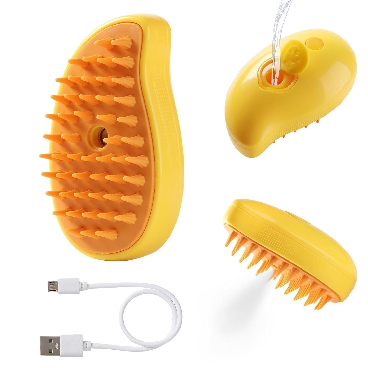 New 3 In 1 Steamy Pet Cat Brush Cleanser Vapor, Steaming Pet Hair Brush