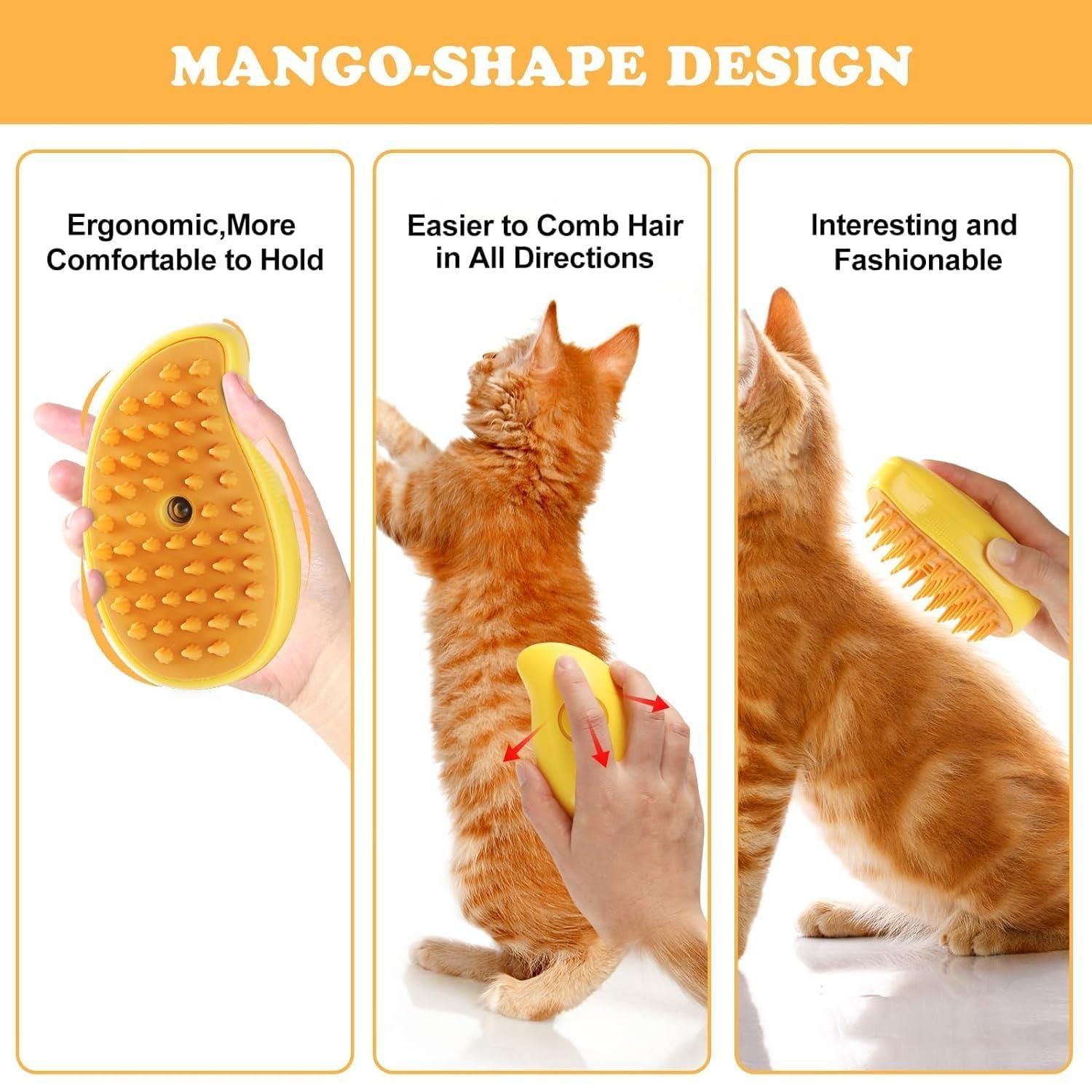 New 3 In 1 Steamy Pet Cat Brush Cleanser Vapor, Steaming Pet Hair Brush